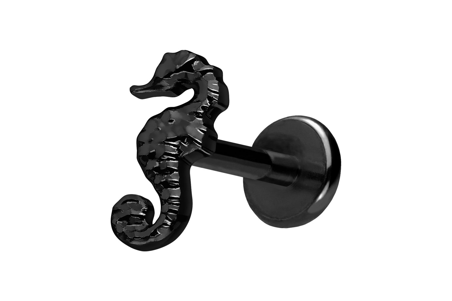 Titan Labret Piercing mit Push Fit SEEPFERDCHEN